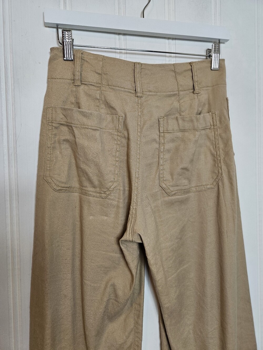 Anthropologie Maeve Colette Pants 25 Linen Wide Leg Tan Cropped High Rise - Picture 7 of 15
